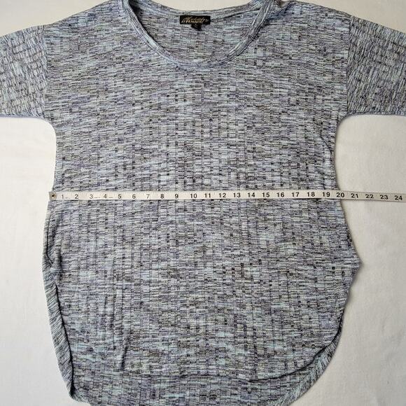 Absolutely Famous 3/4 Sleeve Pull-Over Tunic Womens Medium Bluish-Gray Knit Top - Picture 6 of 7